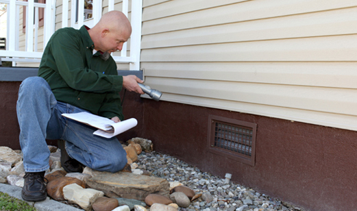 a home inspector inspecting the exterior