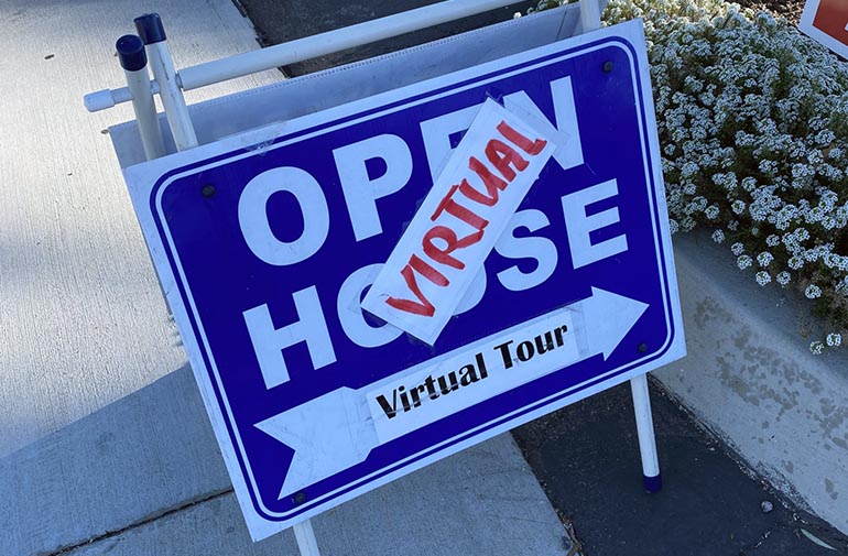 an Open House sign for a virtual tour