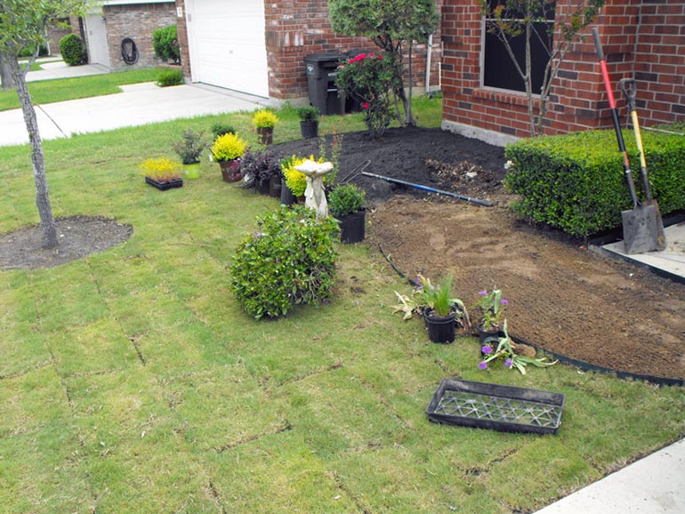a house in Louisiana getting new landscaping in the front of the house